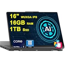 Lenovo Yoga 7 16 2-in-1 AI PC Laptop 16" WUXGA IPS Touch Glossy Intel 12-core Ultra 7 155U 16GB DDR5 1TB SSD Backlit Fingerprint Thunderbolt FHD IR Privacy Camera Win11Pro w/ICP Accessory