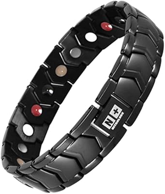 Magnetic Bracelet for Men Stainless Steel Mens Energy Therapy Bracelets Magnet Jewelry Balance Black, 8.66 inches