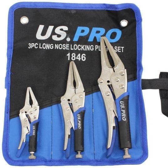US PRO Tools 3pc Long Nose Locking Plier Pliers Set 4.5-10" Mole Grips Clamps 1846.5-10" Mole Grips Clamps 1846