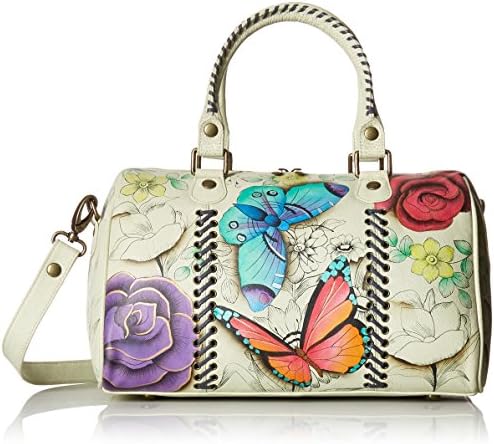 Anuschka Anna Womens Genuine Leather All Round Zip Satchel | Hand Painted Original Artwork | Medium Zip-Top Organizer