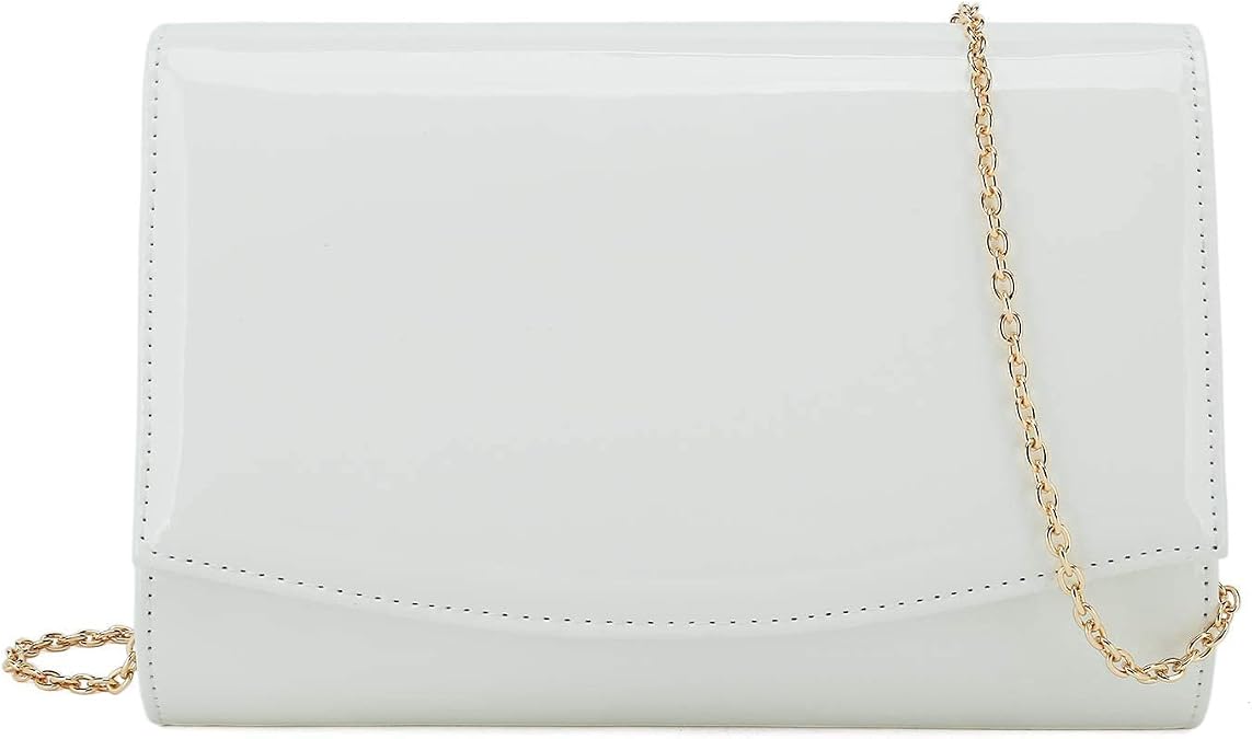 CHARMING TAILOR Patent Leather Flap Clutch Classic Elegant Evening Bag Chic Dress Purse