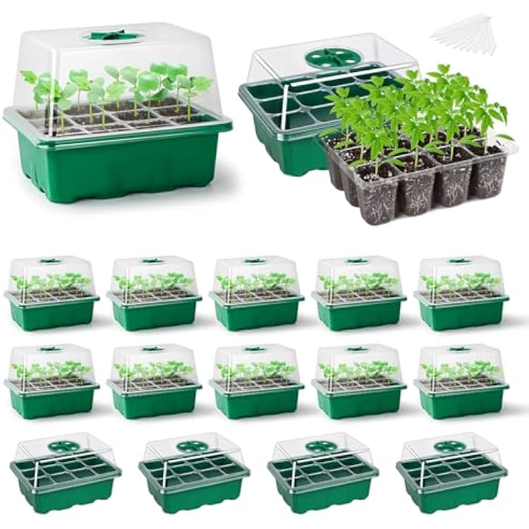 The Bundle of Bonviee 10 Packs Seed Starter Tray with Elevated Lid and Bonviee 5 Packs Seed Starter Kit