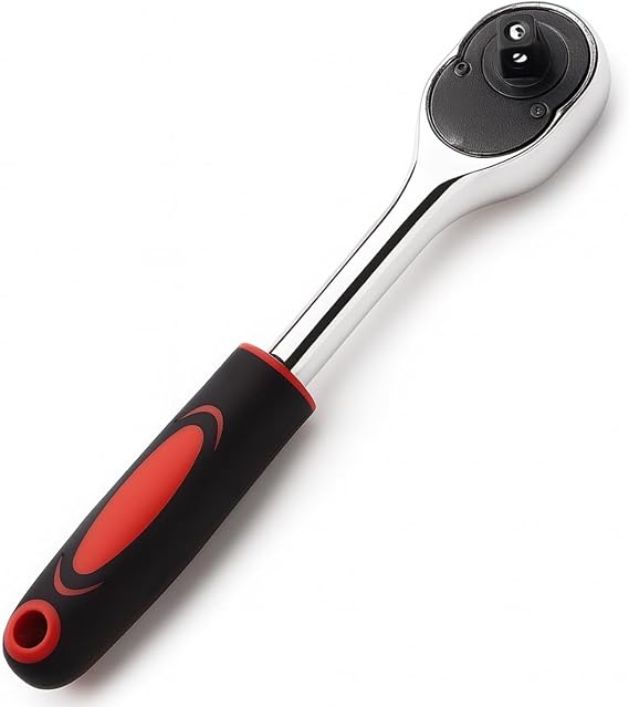25 cm Cırcırlı Lokma Kolu – Krom Vanadyum Çelik Profesyonel Ratchet Anahtar, Sağ-Sol Yön Değiştirilebilir, Ergonomik Kaymaz Kauçuk Saplı Lokma Kol (20 Cm)