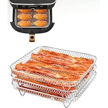 3 Layer Air Fryer Rack for Ninja Foodi 8L Instant Vortex Fryer, Stainless Steel Three Stackable Dehydrator Rack Toast Rack Stand Air Fryer Accessories Compatible with Most Air Fryer