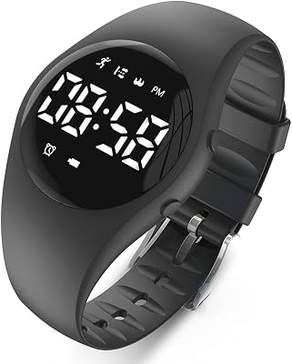 Led Digital Pedometer Watch, Digital Steps Tracker, Non-Bluetooth, Vibrating Alarm Clock, Stopwatch, Great Gift for Children Teens Girls Boys Women Black