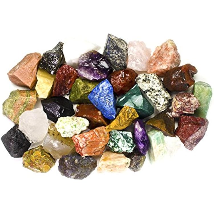 Hypnotic Gems 2 Pounds Best Value Bulk Rough India Stone Mix - Over 25 Stone Types - Large 1 Natural Raw Stones & Fountain Rocks for Cabbing, Tumbling, Lapidary & Polishing and Reiki Healing