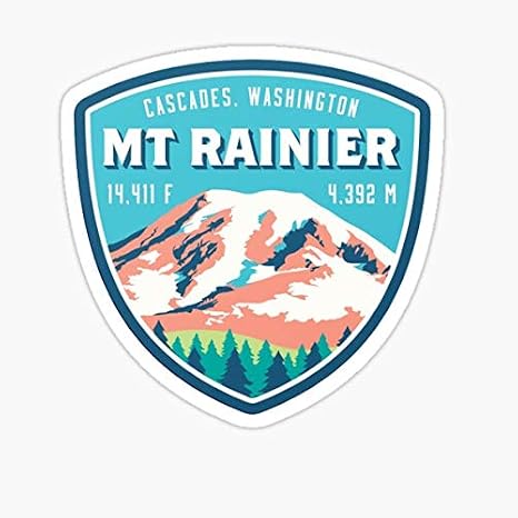 Mount Rainier Sticker - Sticker Graphic - Auto, Wall, Laptop, Cell, Truck Sticker for Windows, Cars, Trucks