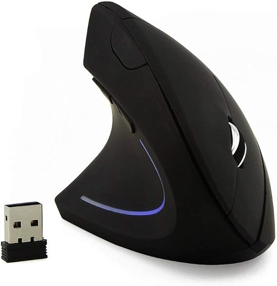 Wireless Mouse Ergonomic Vertical Left-Handed Mouse Ergo LED Light High Precision Optical Cordless Lightweight Left Hand Mice Women Men Gift for PC Computer Laptop Mac Office,1600 DPI,Side Buttons