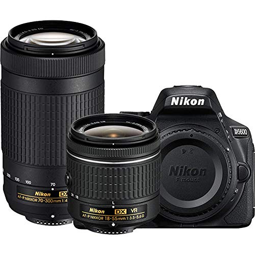 Nikon D5600 24.2MP DSLR Camera with 18-55mm VR and 70-300mm Dual Lens Black Renewed 18-55mm VR & 70-300mm 2 Lens Kit