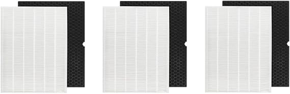 116130 Replacement Filter H for Winix 5500-2 AM80 Plasmawave Air Purifier, True HEPA Filter and Activated Carbon Filter Combo Pack 3×True HEPA Filters + 3×Activated Carbon Filters