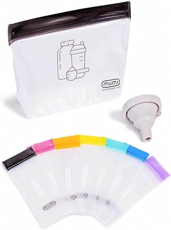 MUMI 7-Piece Protein Powder Travel Container Kit with Funnel