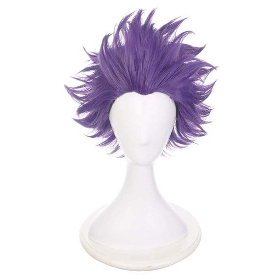 Anime Cosplay Wig Short Purple Synthetic Hair for Men Anime Convention and Halloween Party with Free Wig Cap