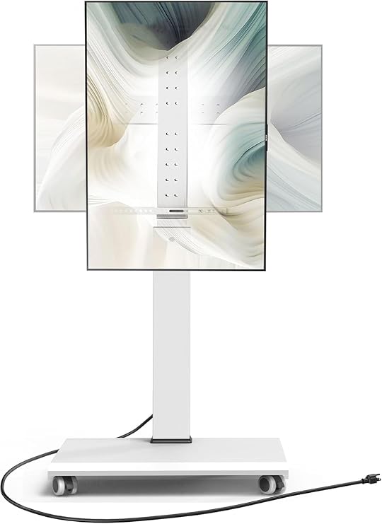 FITUEYES Rolling TV Stand with Rotation Function for 32-75 Inch TVs, White