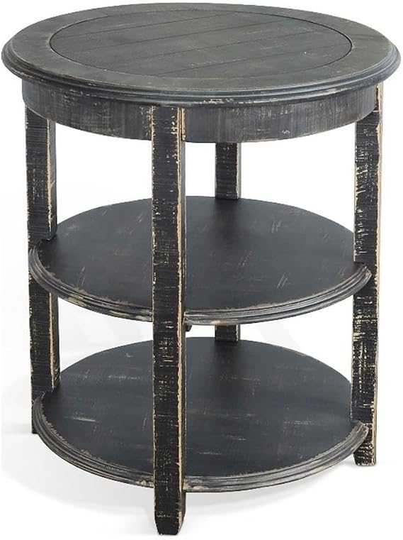 Sunny Designs Marina Black Sand Wood and Veneers Side Table