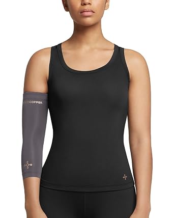 Tommie Copper Elbow Compression Sleeve For Tennis, Golfer's Elbow, Adjustable, Breathable Copper Elbow Brace, Slate Grey, XL