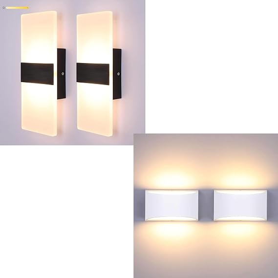 Lightess Acrylic Wall Mounted Lamp and White Modern LED Wall Sconce Set of 2, Indoor Led Wall Light Up and Down Wall Mount Lamp for Living Room Bedroom Hallway Corridor for Hallway(4 Pack)