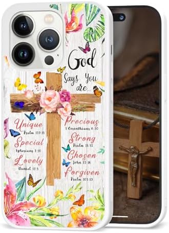 Christian Phone Cases for iPhone 17 16 15 14 13 12 11 Xs Xr 8 for Samsung S26 25 24 23 22 21 20 Note A Zfilp Series Cross Wildflower Clear Soft TPU Protective Phone Cases forWomen Girls Mom Christians