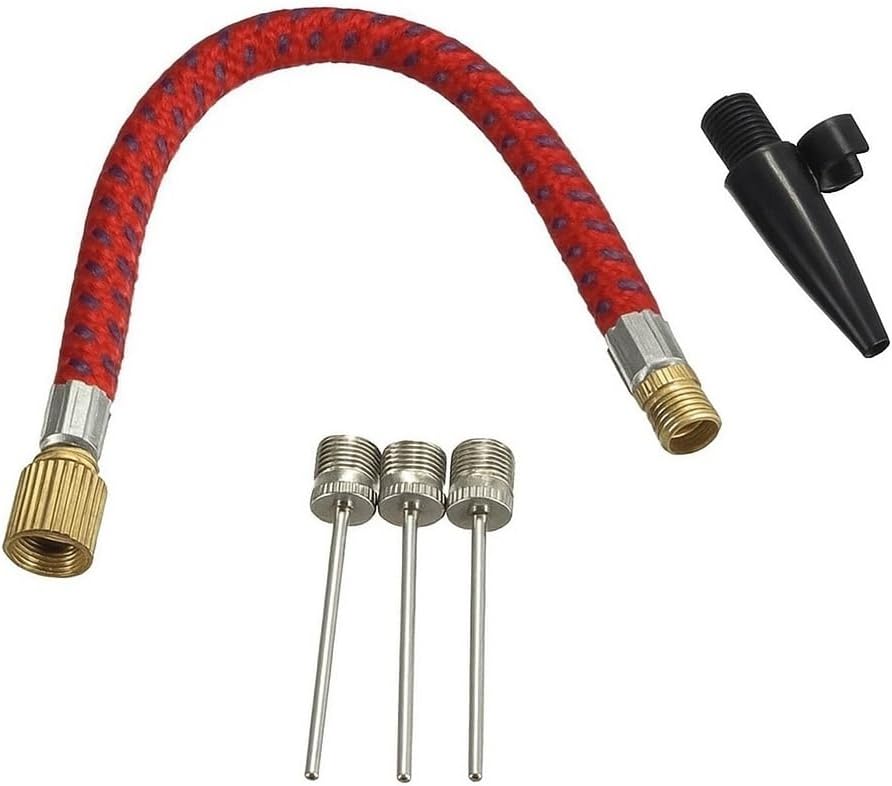 Busstier 5-Piece Pump Needle Set, Ball Blow Type, Flexible Hose Adapter, Football Basketball Volleyball Ball Pump Needles, Bed Boot Balloon Bicycle Blow Molding Apparatus, Durable Metal Needle and Plastic Type