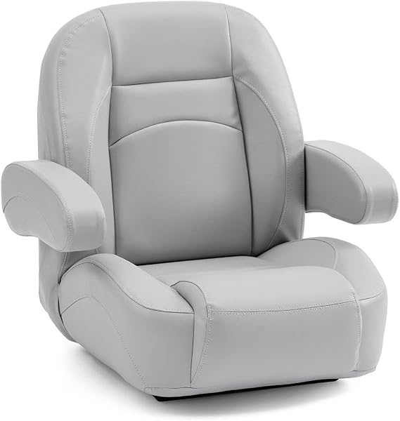DeckMate Low Back Pontoon Helm Chair - Light Gray
