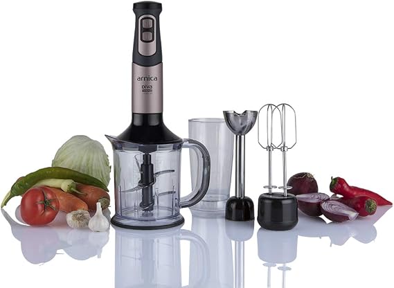 arnica GH21593 Diva Trend Hand Blender Set, 1200 W, Stainless Steel Blade, 1.2 L Hopper, Rose