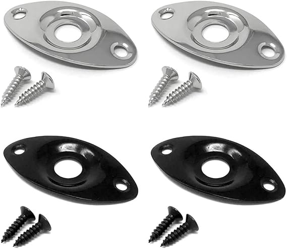 4Pcs Guitar Jack Output Plate Oval Guitar Input Jack Output With 8 Mounting Screws for Electric Guitar Bass Guitar Pickup Socket Jackplate