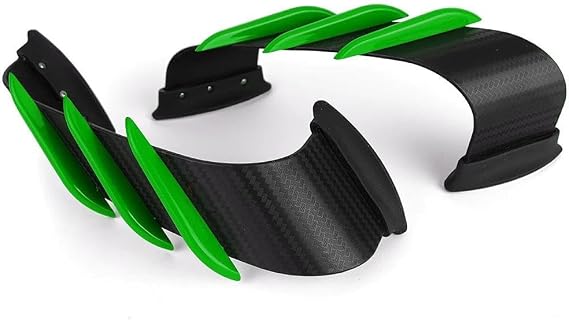 For Kawasaki For Ninja250/3000/400/650. For Zx6r,For Zx10r,For Ninja 1000sx Front Fairing Aerodynamic Winglets Side Spoilers Decorative Dynamic Wing Kit Motorbike Spoilers Airfolds(GREEN)