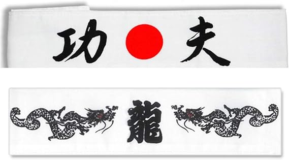 Set of 2 Japanese Hachimaki Headband Martial Arts, Sports RYU Dragon/KUNG FU/Made in Japan