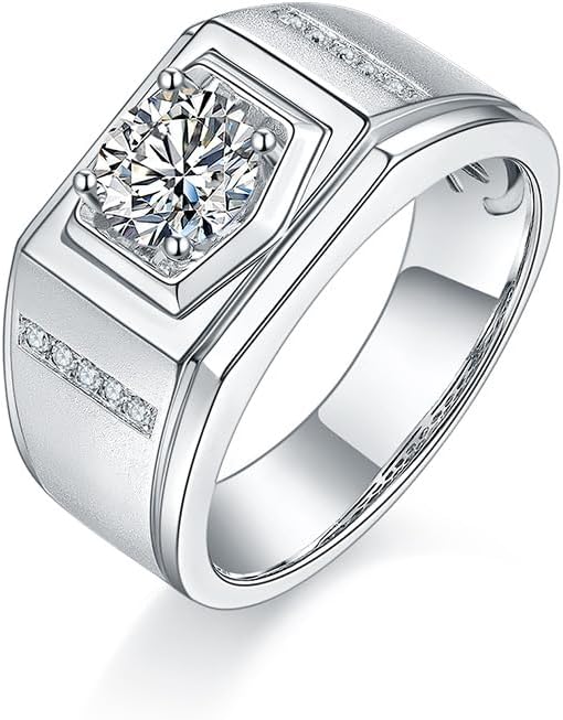 14K Gold Men Wedding Ring,1 Carat Diamond Wedding Bands for Men D-color VVS2,Fathers Day From Daughter