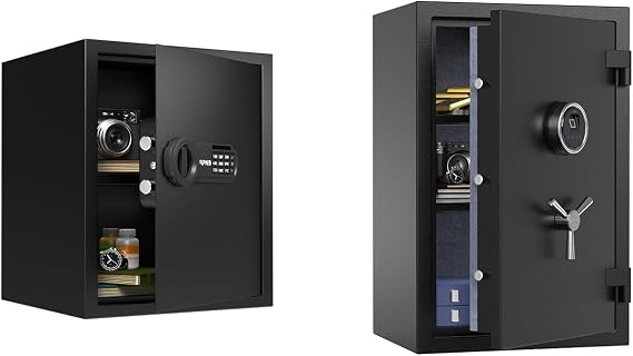 RPNB 1 of 1.52 Cuft Deluxe Home Safe with Removable Shelf, 1 of 2.12 Cuft Fingerprint Fireproof Safe Box with Touch Screen, Bundle