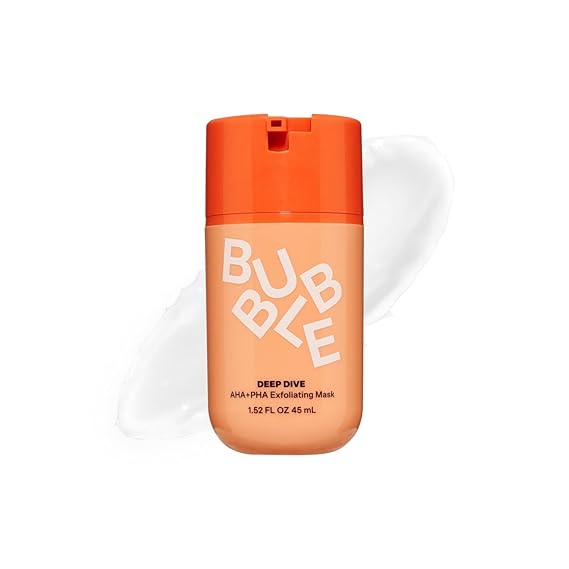 Bubble Skincare Deep Dive AHA + PHA Exfoliating Mask - Gentle Facial Exfoliator with Oil Control - Promotes a More Even Skin Tone - Skin Care Enriched with Azelaic Acid and Willow Bark Extract (45ml)