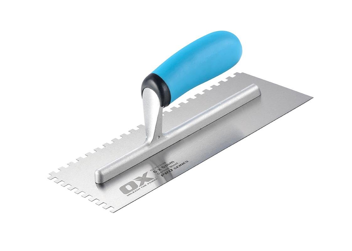 OX Tools 11 x 4-34 Square Notch Trowel | Carbon Steel