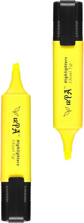 12PA 2 Yellow Highlighters | Stationery Supplies | Student University Essentials | Multipack (2)