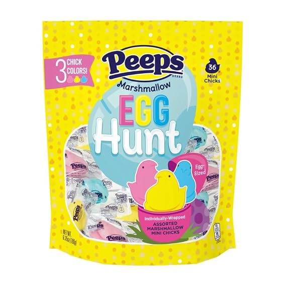 PEEPS Marshmallow Chicks Egg Hunt Individually Wrapped Easter Candy, 36 Count (6.35 Ounce)