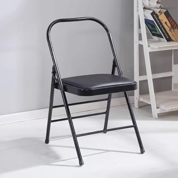Metal Yoga Chair,Iyengar Auxiliary Chair,Folding and Portable Reinforced Yoga Chair,Backless Chair Yoga Chair Prop Balance Training,Black
