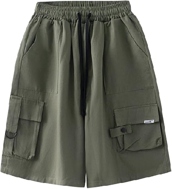 Linsennia Cargo Shorts for Women High Waisted Cotton Baggy Y2k Summer Bermuda Shorts Knee Length Casual Streetwear Harajuku