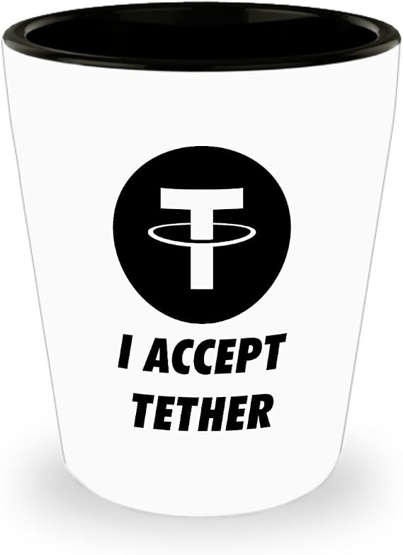 Official I Accept Tether Cryptocurrency Bar Drinking 1.5oz Shot Glass Crypto Miner Blockchain Invest Trade Buy Sell Hold USDT
