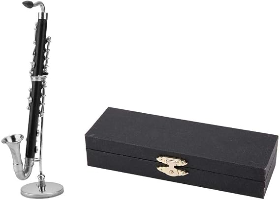 Black Ebonite Clarinet,Woodwind Musical Instruments,Orchestra Musical Instruments,Woodwind Band,Miniature Bass Clarinet Model Musical Instruments Ornaments Decor Display for Beginners