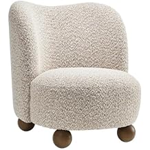 Modway Monroe Boucle Accent Chair in Coral Walnut - Upholstered Fabric Barrel Chair - Comfy Teddy Chair - Oversized Round Armless Reading Chair for Living Room, Bedroom