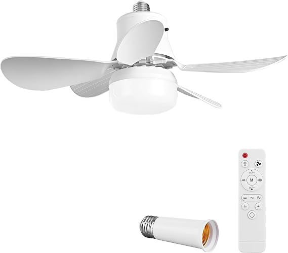 Ceiling Fan with Light Socket Fan Light Low Noise for Dining Room [Energy Class A]