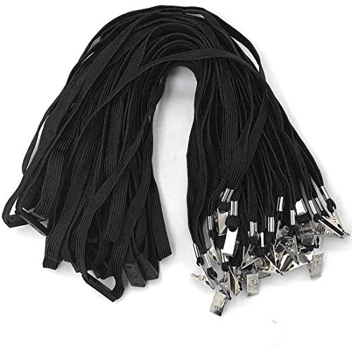 Bird Fiy Lanyards Breakaway Bulk Black Lanyards Neck Flat Safety Badge Lanyard Bulldog Clip Black, 25 PCS