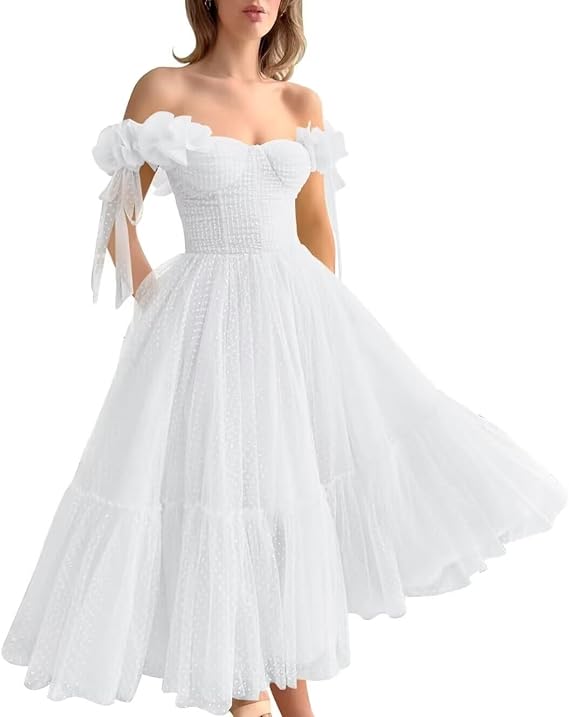 Elegant Wedding Dresses for Bride 2025 Tea-Length A-line Engagement Dress Midi Wedding Gowns