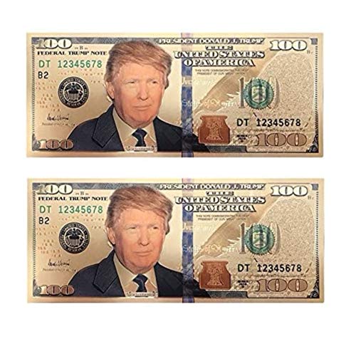 blinkee Two Pack 100 USD President Donald Trump Collectible Gold Plated Fake Bank Note