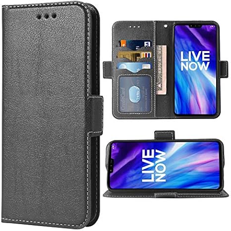 Phone Case for LG V40 ThinQ Folio Flip Wallet Case,PU Leather Credit Card Holder Slots Full Body Protection Kickstand Hard Hybrid Protective Phone Cover for LGV40 Storm V 40 Thin Q V40ThinQ Men Black