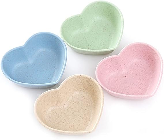 esowemsn 10pcs Assorted Color Plastic Mini Heart-shaped Sauce Dishes Dipping Bowls Soy Sauce Dishes Appetizer Serving Tray for Home Kitchen Restaurant
