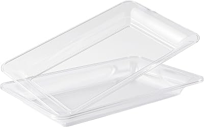 6-Pack 14 x 9 Clear Large Plastic Serving Trays, Reusable Serving Platters for Dessert, Fruit, Snacks, Cookies, Heavy Duty Food Serving Tray for Kitchen, Party