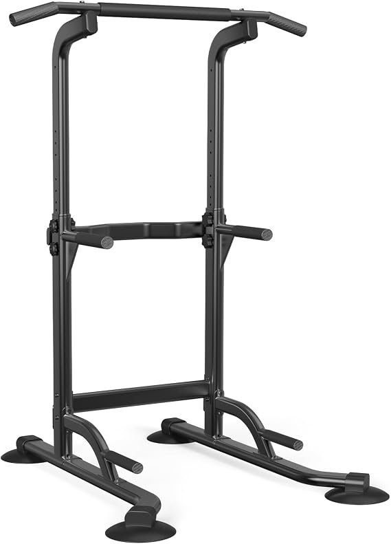 Dskeuzeew Power Tower Dip Station Pull Up Bar, Adjustable Height Multi-Function Power Tower, Push Up Workout Abdominal Exercise for Home Gym Strength Training Fitness Workout Equipment