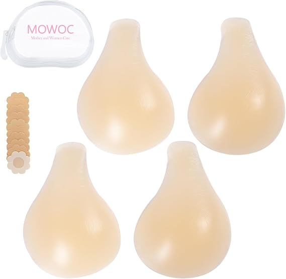 Sticky Bra Push Up Invisible Seamless Silicone Nipple Covers with Lift Reusable Adhesive Pasties for Women 2 Pairs