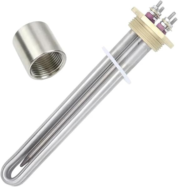 48V 1500W Heating Element DC Water Heater with 1 1/4" BSP DN32 Copper Thread Solar Panel with 8mm Thermowell(Heater Female Thread)