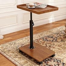Simcat Adjustable Side Table, C Shaped Small Table with 4 Wheels 364 Swivel Tray, End Table for Living Room Bedroom Sofa Small Spaces