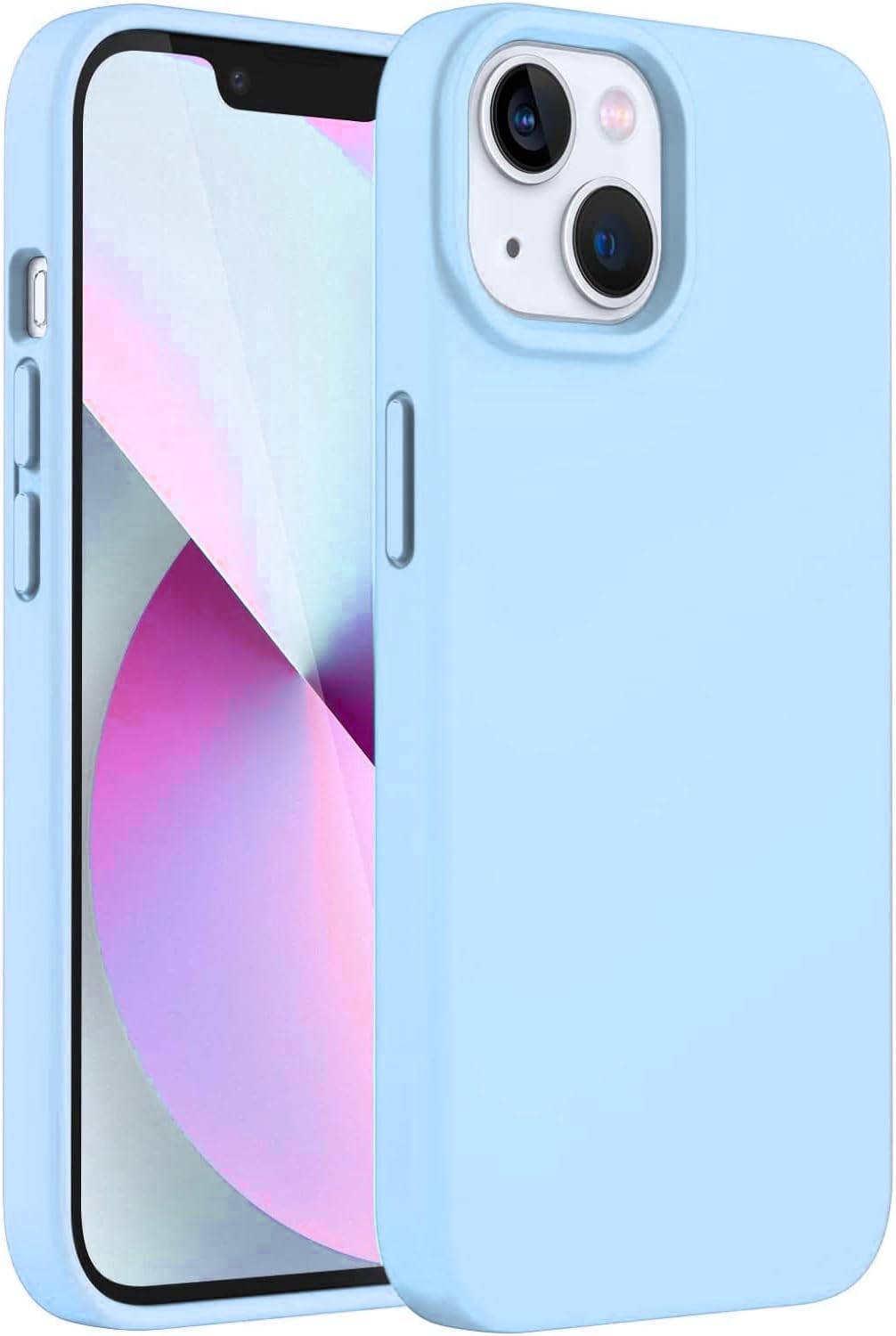 Merwish Apple iPhone 15 Compatible Custom Silky Touch Feeling Soft Velvet Launch Silicone Case Cover Baby Blue